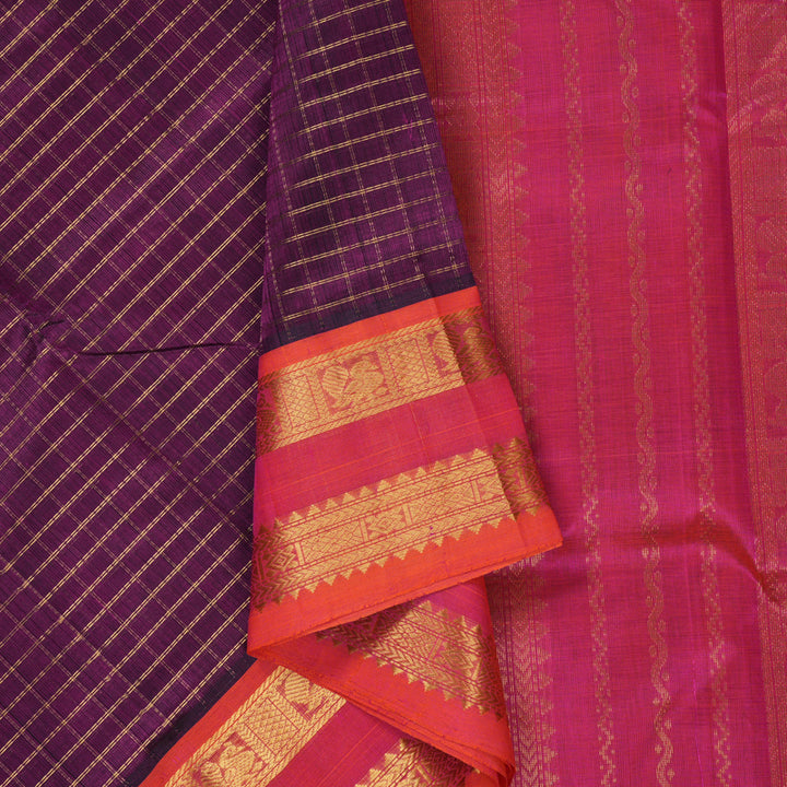 Hayagrivas Purple Pure Silk Cotton Saree SSCBF14D1-1