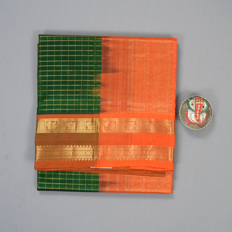 Hayagrivas Bottle Green Pure Silk Cotton Saree SSCBF14D1-4