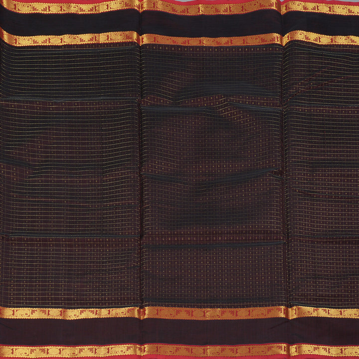 Hayagrivas Dark Brown Pure Silk Cotton Saree SSCBF14D2-5