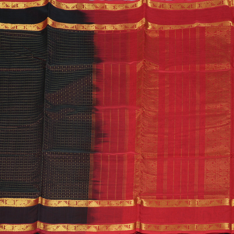 Hayagrivas Dark Brown Pure Silk Cotton Saree SSCBF14D2-5