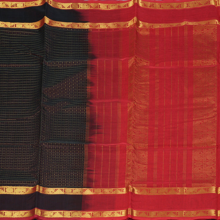 Hayagrivas Dark Brown Pure Silk Cotton Saree SSCBF14D2-5