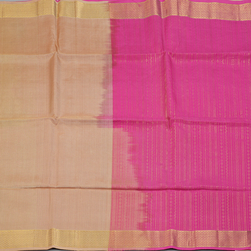 Hayagrivas Beige Kora Silk Cotton Saree SSCBF14D6-1