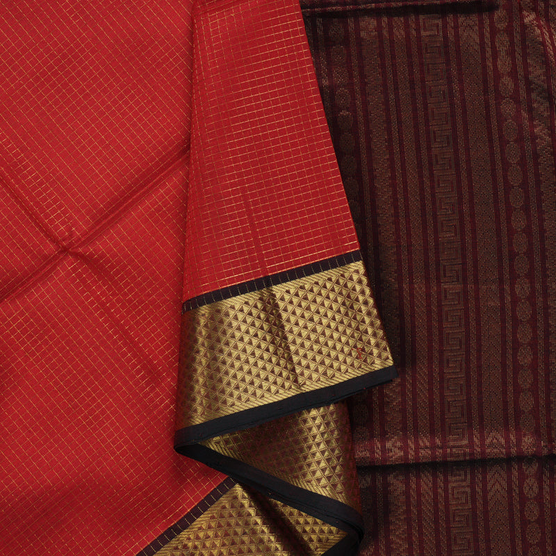 Hayagrivas Red Kora Silk Cotton Saree SSCBF14D6-11