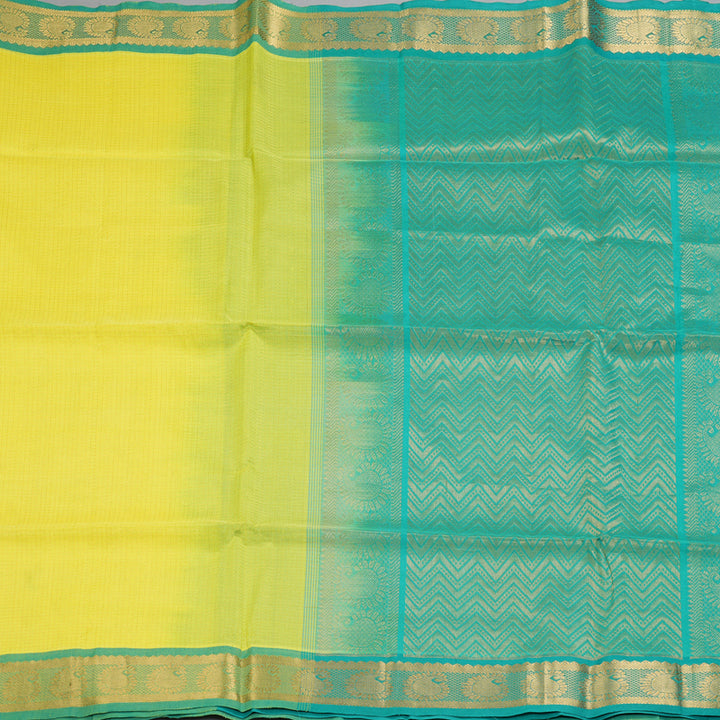 Hayagrivas Lime Yellow Kora Silk Cotton Saree SSCBF14D6-16