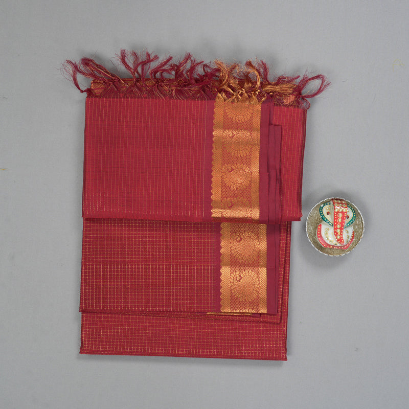 Hayagrivas Maroon Kora Silk Cotton Saree SSCBF14D6-22