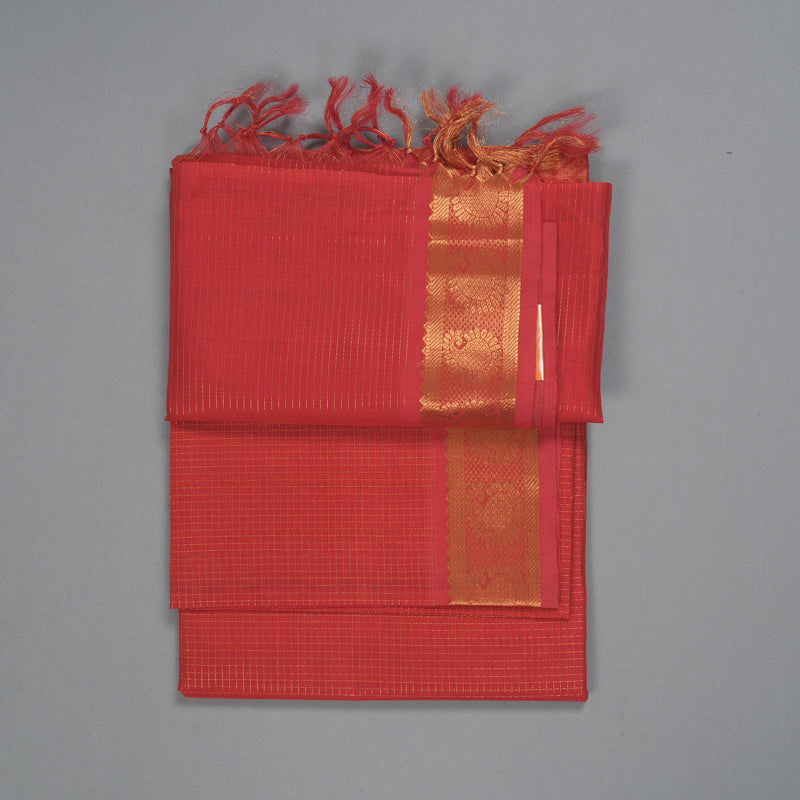 Hayagrivas Reddish-Orange Kora Silk Cotton Saree SSCBF14D6-27
