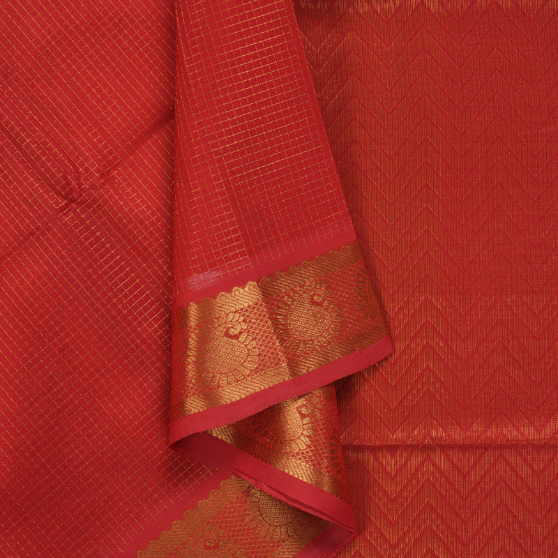 Hayagrivas Reddish-Orange Kora Silk Cotton Saree SSCBF14D6-27