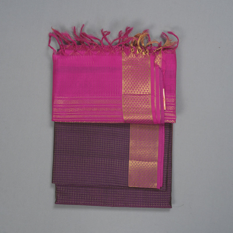 Hayagrivas Violet Kora Silk Cotton Saree SSCBF14D6-3