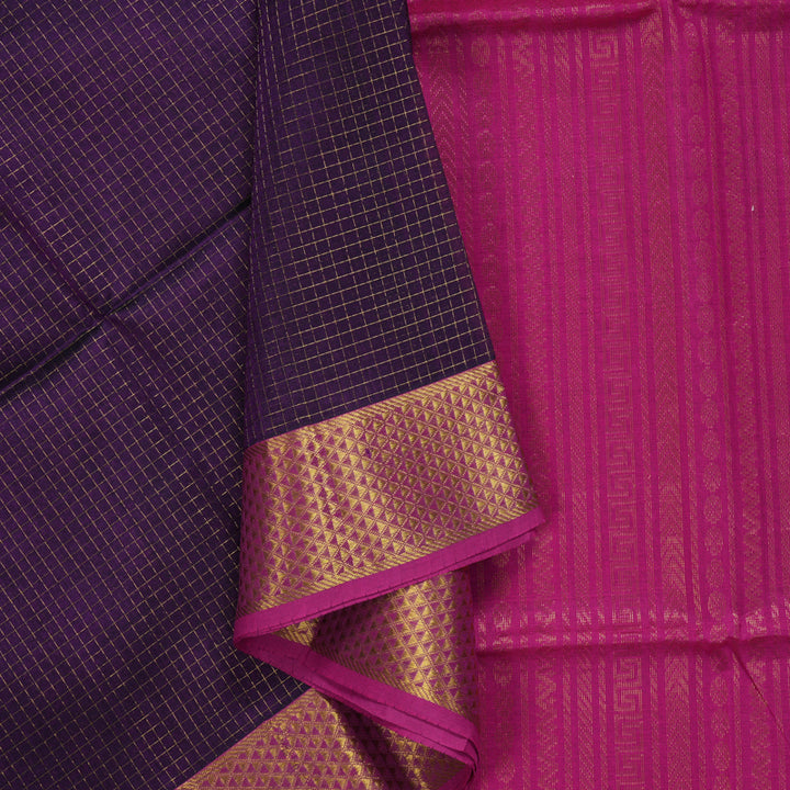 Hayagrivas Violet Kora Silk Cotton Saree SSCBF14D6-3