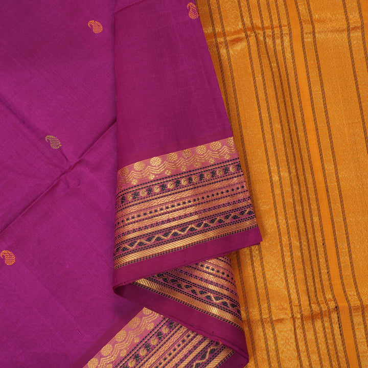 Hayagrivas Magenta Kora Silk Cotton Saree SSCBF14D6-31