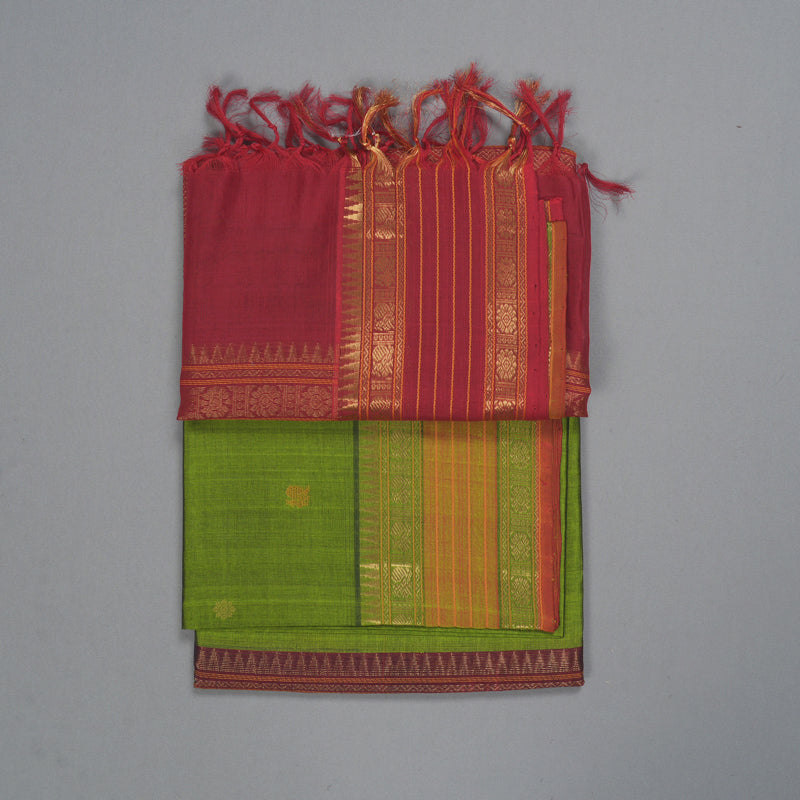 Hayagrivas Mehandi Green Kora Silk Cotton Saree SSCBF14D6-38