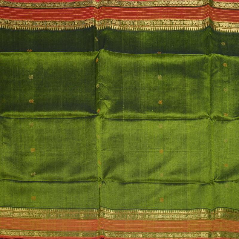 Hayagrivas Mehandi Green Kora Silk Cotton Saree SSCBF14D6-38