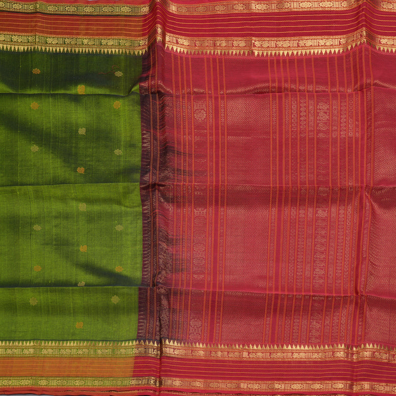 Hayagrivas Mehandi Green Kora Silk Cotton Saree SSCBF14D6-38