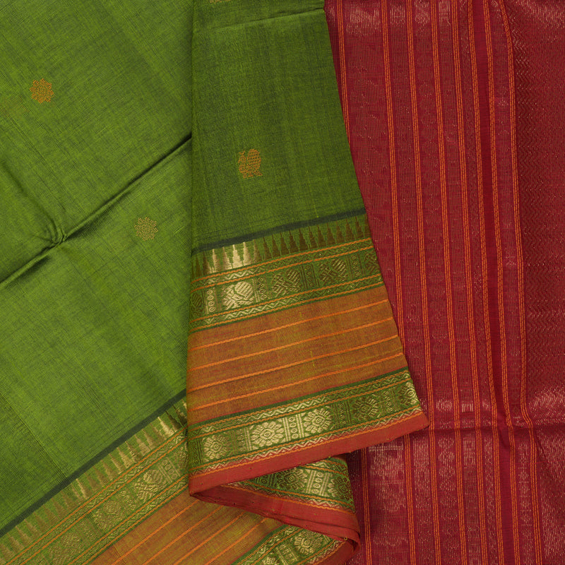 Hayagrivas Mehandi Green Kora Silk Cotton Saree SSCBF14D6-38