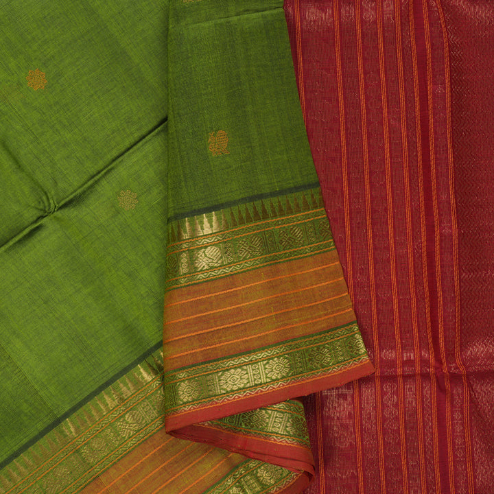 Hayagrivas Mehandi Green Kora Silk Cotton Saree SSCBF14D6-38