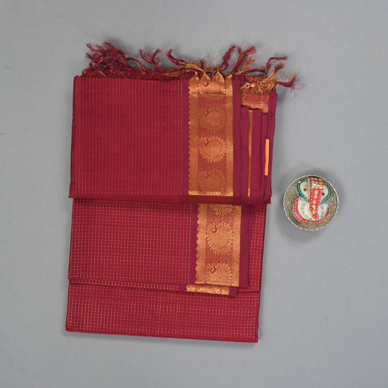 Hayagrivas Maroon Kora Silk Cotton Saree SSCBF14D6-4