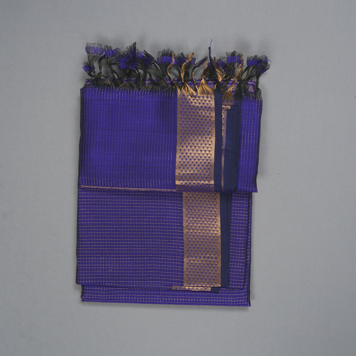 Hayagrivas Purplish-Blue Kora Silk Cotton Saree SSCBF14D6-46