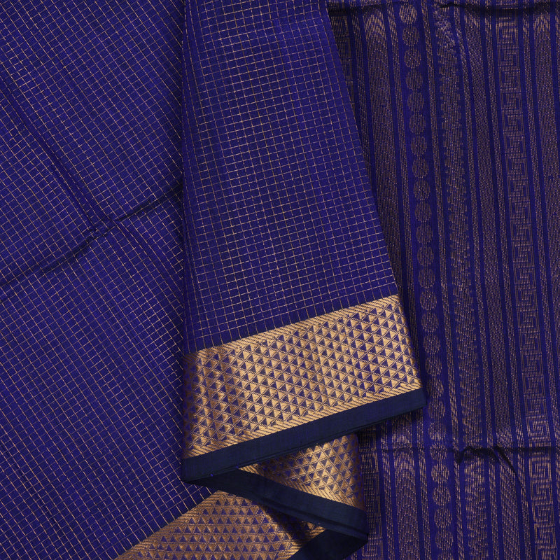 Hayagrivas Purplish-Blue Kora Silk Cotton Saree SSCBF14D6-46