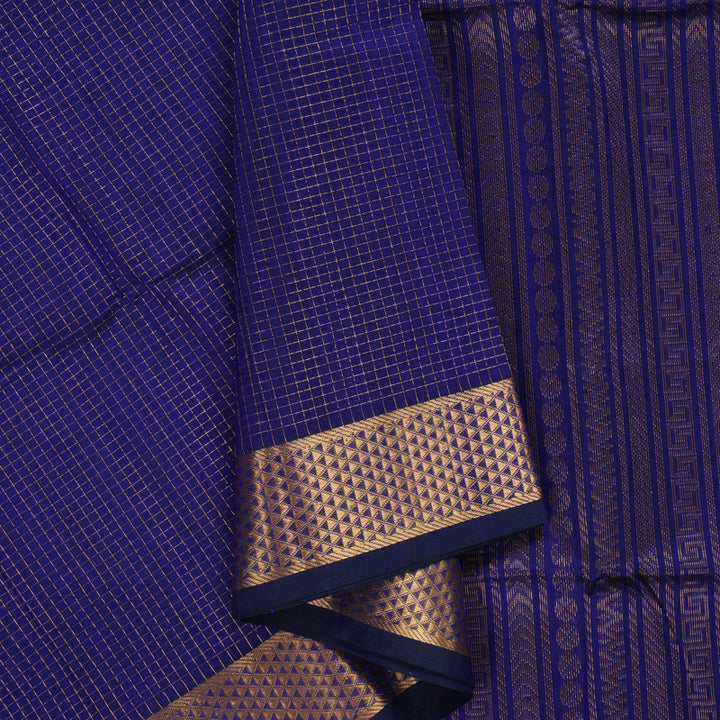 Hayagrivas Purplish-Blue Kora Silk Cotton Saree SSCBF14D6-46
