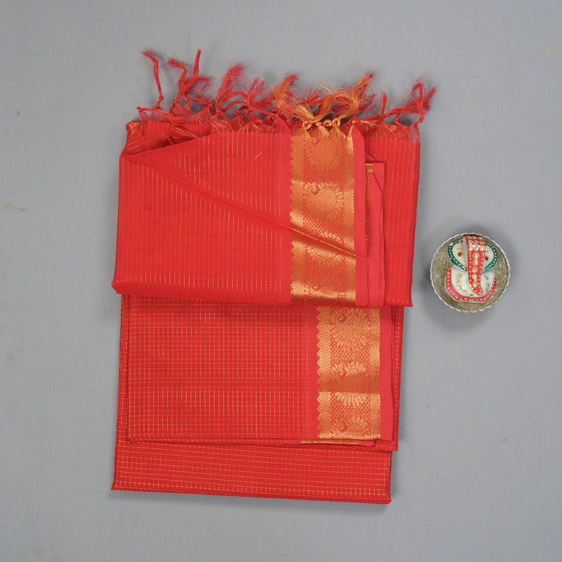 Hayagrivas Red Kora Silk Cotton Saree SSCBF14D6-5