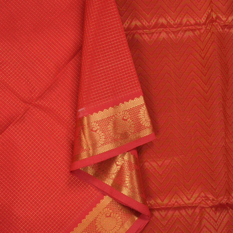 Hayagrivas Red Kora Silk Cotton Saree SSCBF14D6-5
