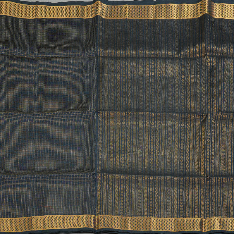 Hayagrivas Dark Grey Kora Silk Cotton Saree SSCBF14D6-7