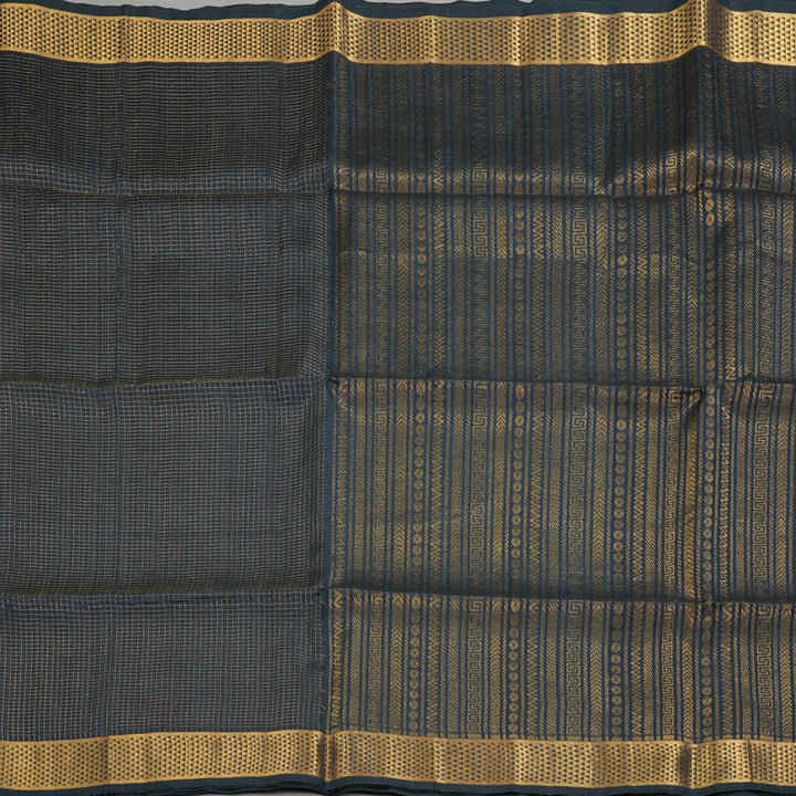 Hayagrivas Dark Grey Kora Silk Cotton Saree SSCBF14D6-7