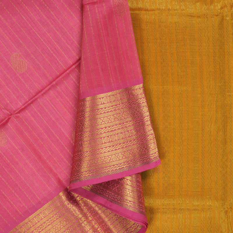 Hayagrivas Rose Pink Kora Silk Cotton Saree SSCBF14D7-13