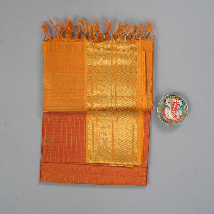 Hayagrivas Dust Orange Kora Silk Cotton Saree SSCBF14D7-2