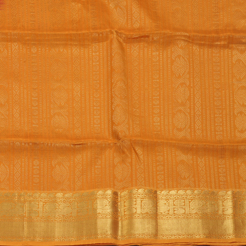 Hayagrivas Dust Orange Kora Silk Cotton Saree SSCBF14D7-2