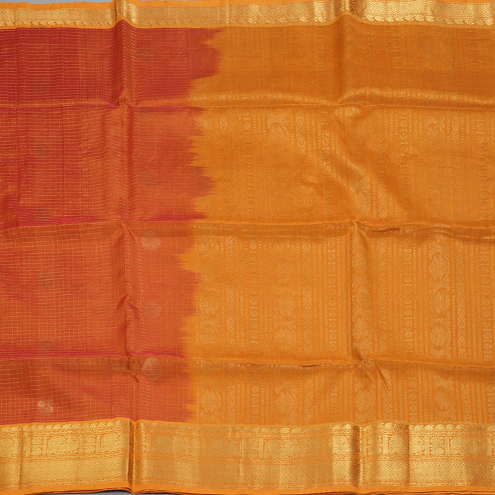 Hayagrivas Dust Orange Kora Silk Cotton Saree SSCBF14D7-2