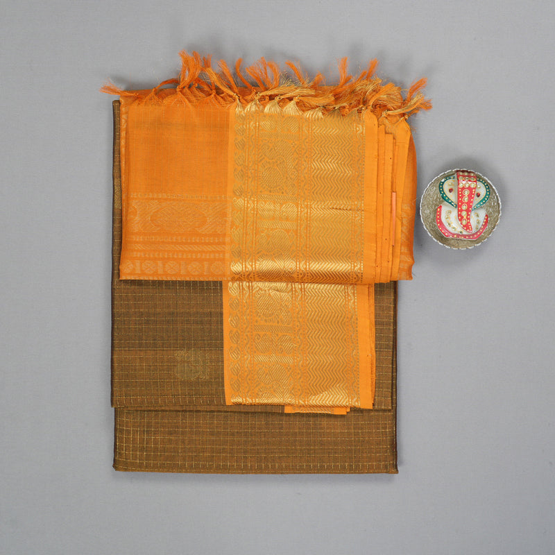 Hayagrivas Metallic Gold Kora Silk Cotton Saree SSCBF14D7-4