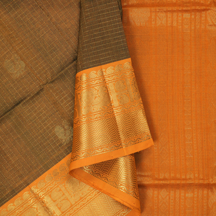 Hayagrivas Metallic Gold Kora Silk Cotton Saree SSCBF14D7-4
