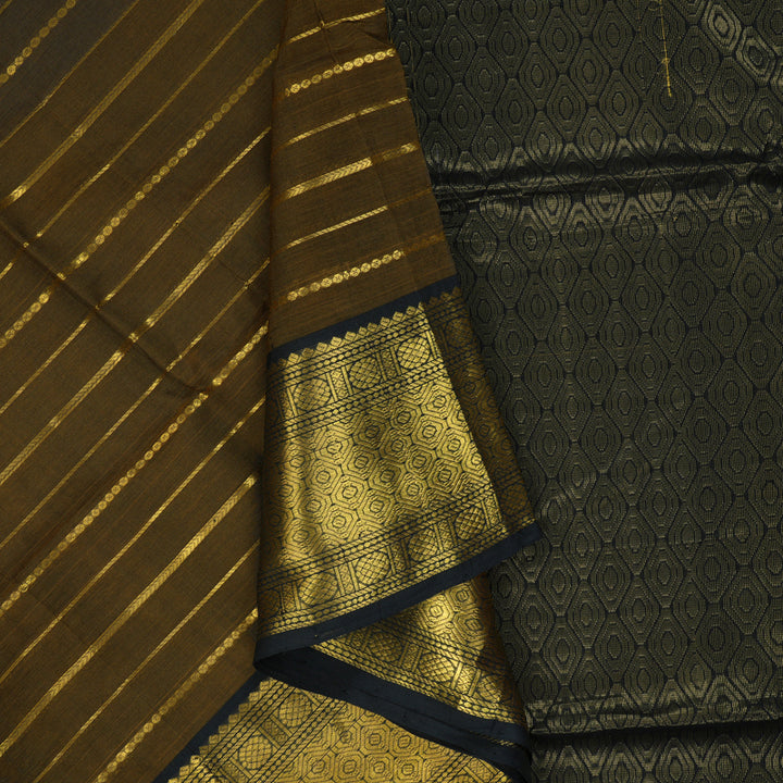 Hayagrivas Mehandi Green Kora Silk Cotton Saree SSCBF14D7-9