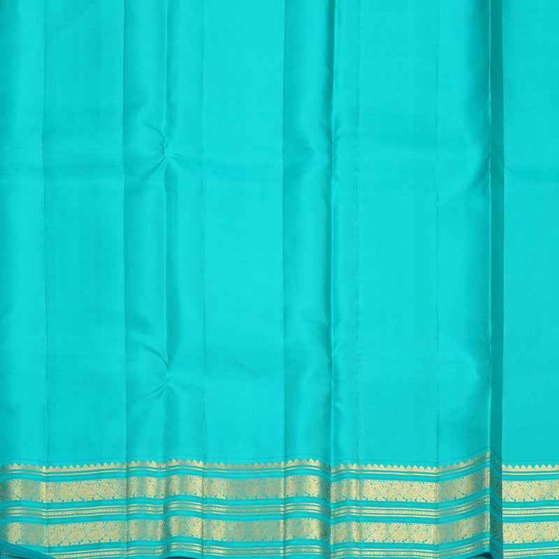 Hayagrivas Handloom Cream Kanjivaram Silk Saree with Sea Blue Border SSCBF152H12-3