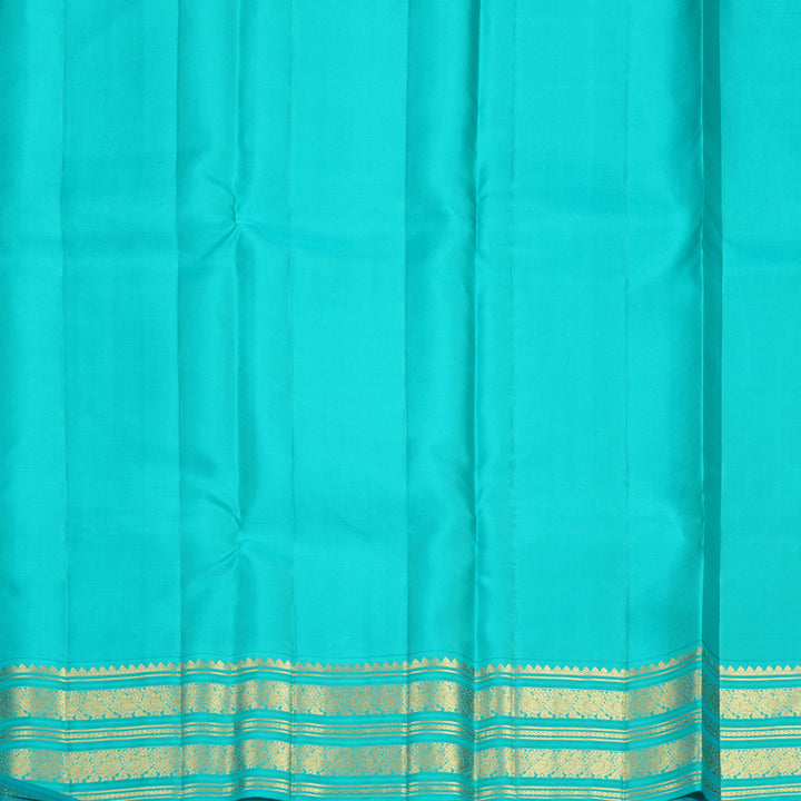 Hayagrivas Handloom Cream Kanjivaram Silk Saree with Sea Blue Border SSCBF152H12-3