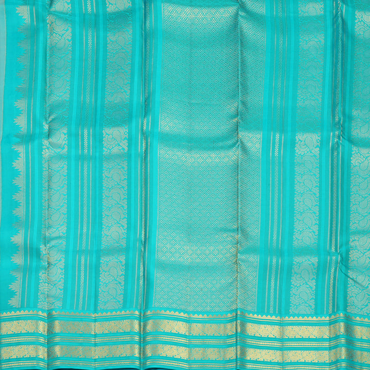 Hayagrivas Handloom Cream Kanjivaram Silk Saree with Sea Blue Border SSCBF152H12-3