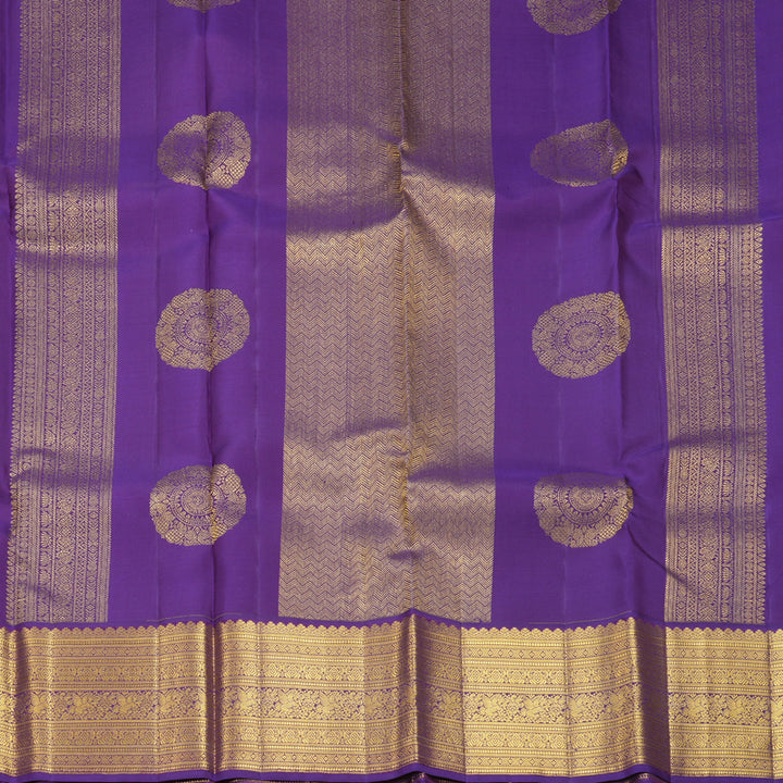 Hayagrivas Handloom Mild Peach Kanjivaram Silk Saree with Purple Border SSCBF152H14-1