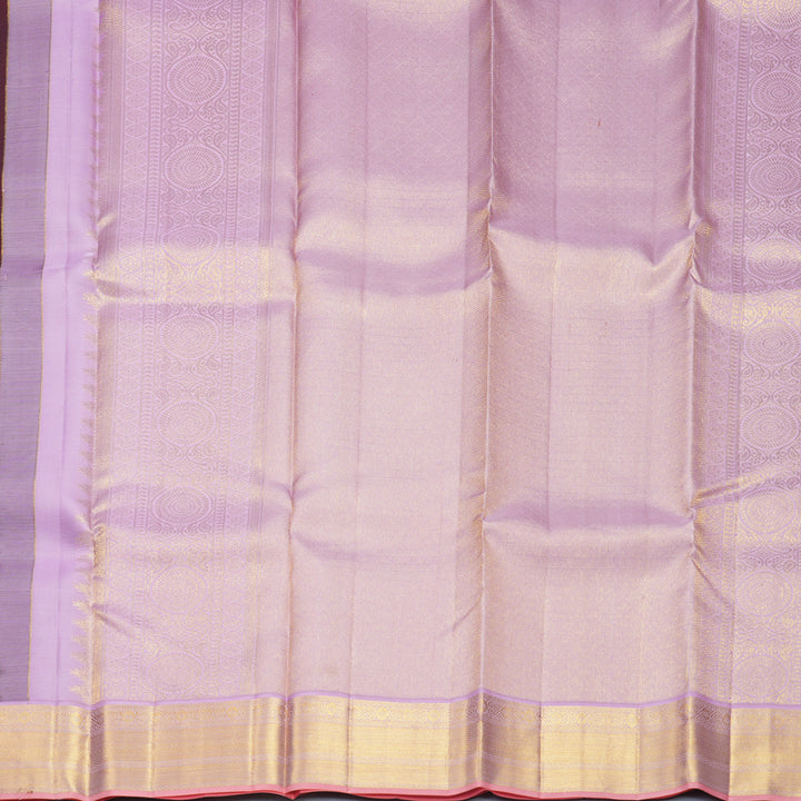 Hayagrivas Handloom Burgundy Kanjivaram Silk Saree with Lilac Border SSCBF152H26-6