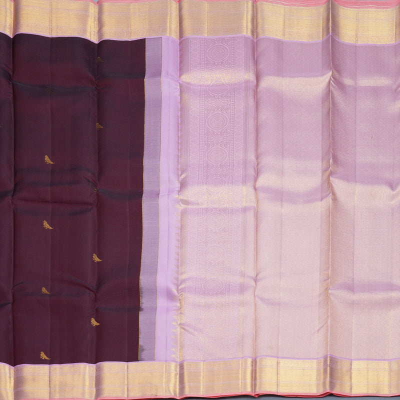 Hayagrivas Handloom Burgundy Kanjivaram Silk Saree with Lilac Border SSCBF152H26-6