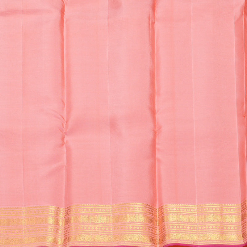 Hayagrivas Handloom Rani Pink Kanjivaram Silk Saree with Peach Orange Border SSCBF152H27-1