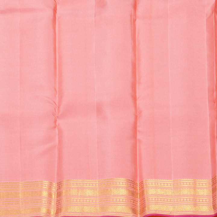 Hayagrivas Handloom Rani Pink Kanjivaram Silk Saree with Peach Orange Border SSCBF152H27-1