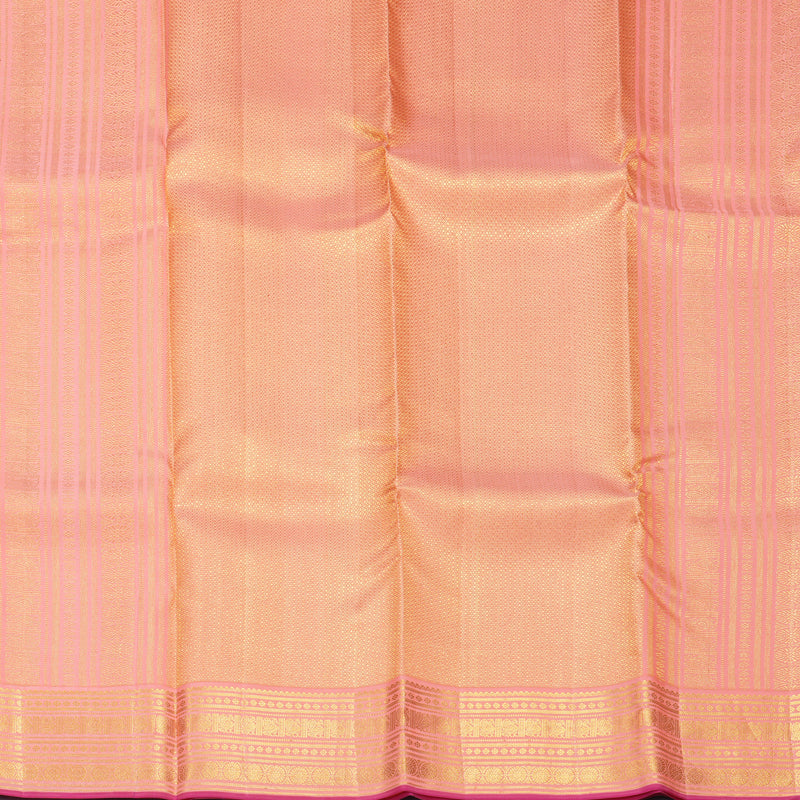 Hayagrivas Handloom Rani Pink Kanjivaram Silk Saree with Peach Orange Border SSCBF152H27-1