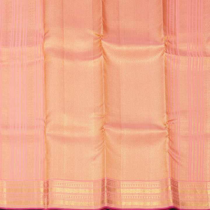 Hayagrivas Handloom Rani Pink Kanjivaram Silk Saree with Peach Orange Border SSCBF152H27-1