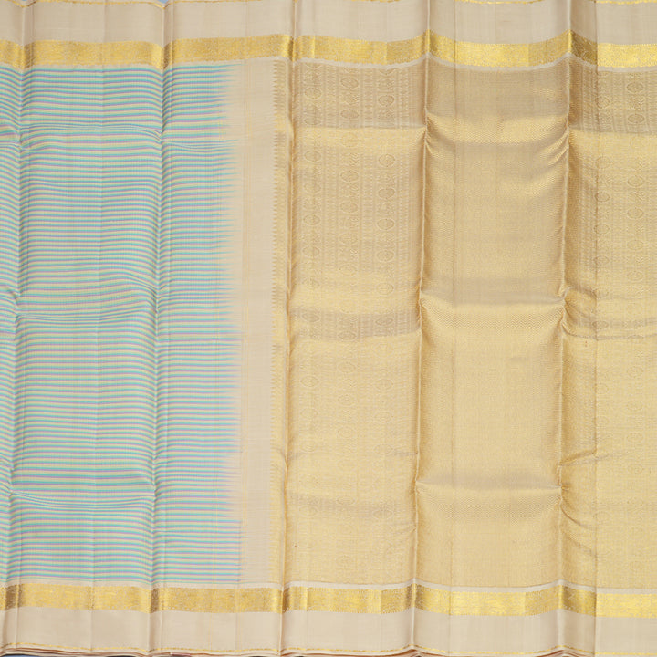 Hayagrivas Handloom Pastel Stripes Kanjivaram Silk Saree with Sandal Beige Border SSCBF152H4-1