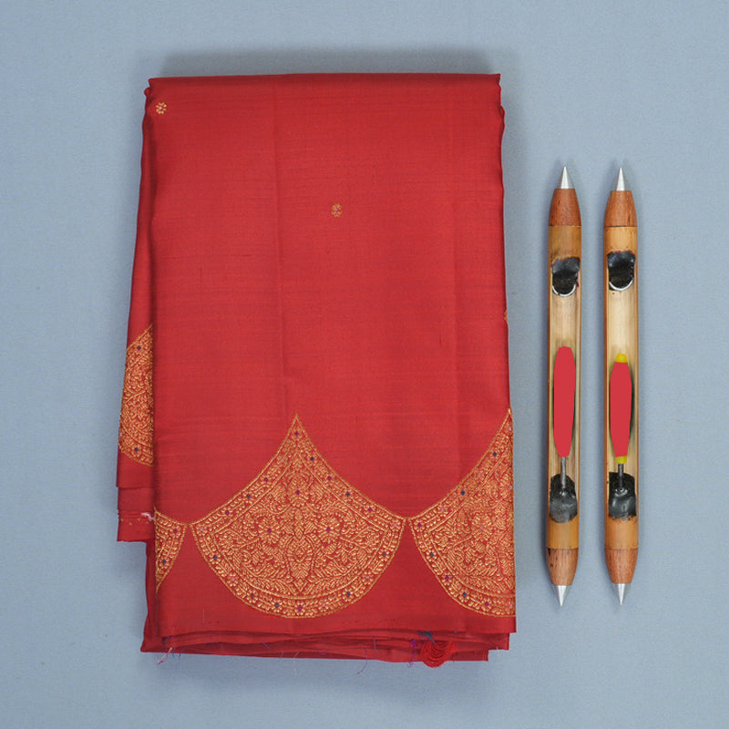 Hayagrivas Handloom Red Kanjivaram Silk Saree SSCBF152H9-1