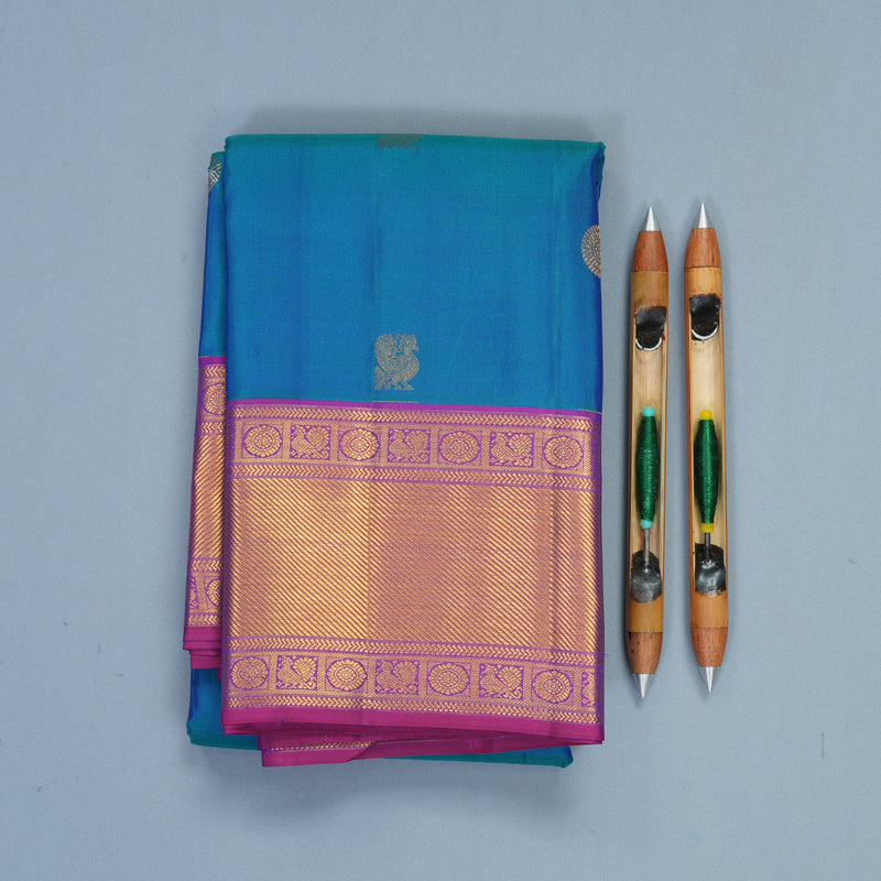 Hayagrivas Handloom Mayilkazhuthu Kanjivaram Silk Saree with Purple Border SSCBF153H12-5