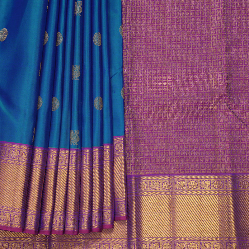 Hayagrivas Handloom Mayilkazhuthu Kanjivaram Silk Saree with Purple Border SSCBF153H12-5