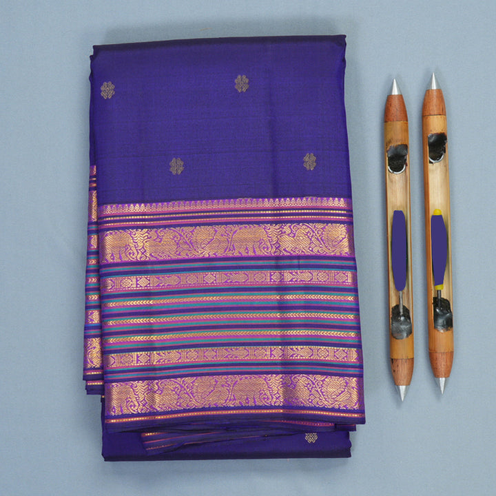 Hayagrivas Handloom MS Blue Kanjivaram Silk Saree SSCBF153H2-5