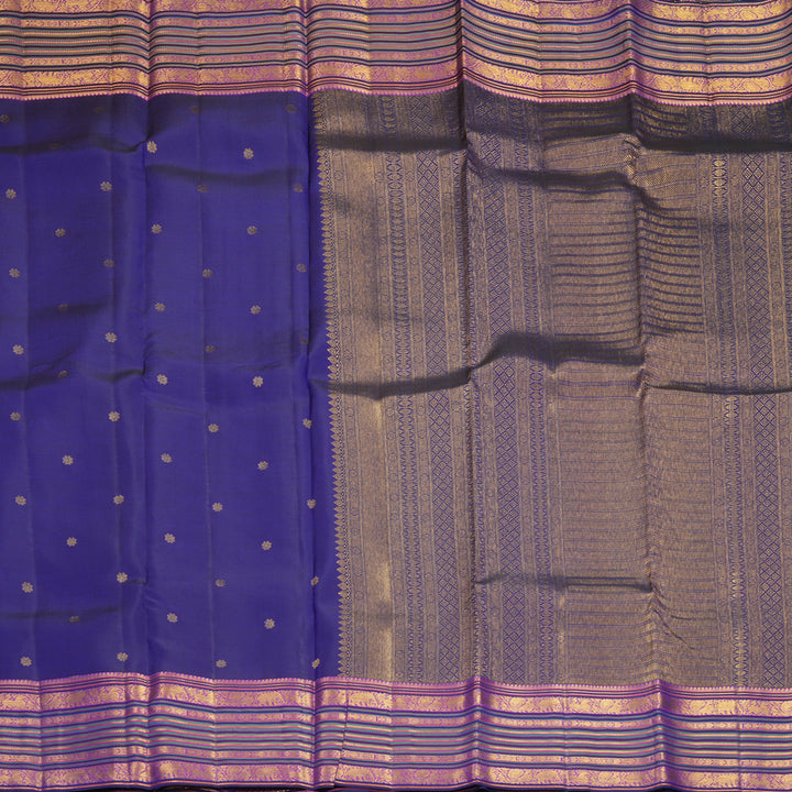 Hayagrivas Handloom MS Blue Kanjivaram Silk Saree SSCBF153H2-5